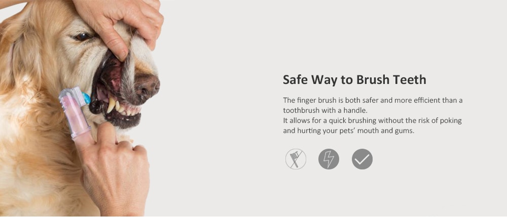 Soft Pet Finger Toothbrush Clean Dog Brush Tool with Massage Tip 4PCS- Transparent