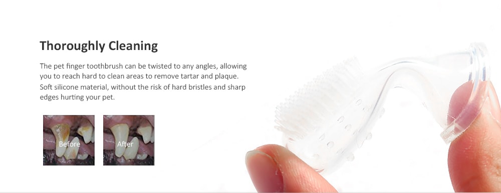 Soft Pet Finger Toothbrush Clean Dog Brush Tool with Massage Tip 4PCS- Transparent