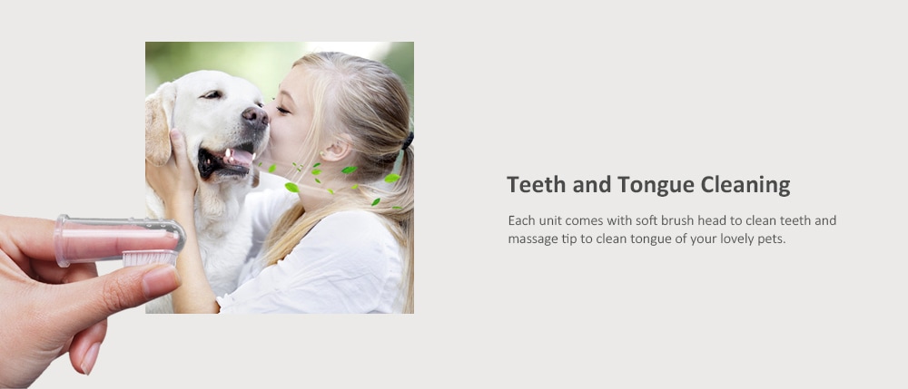 Soft Pet Finger Toothbrush Clean Dog Brush Tool with Massage Tip 4PCS- Transparent