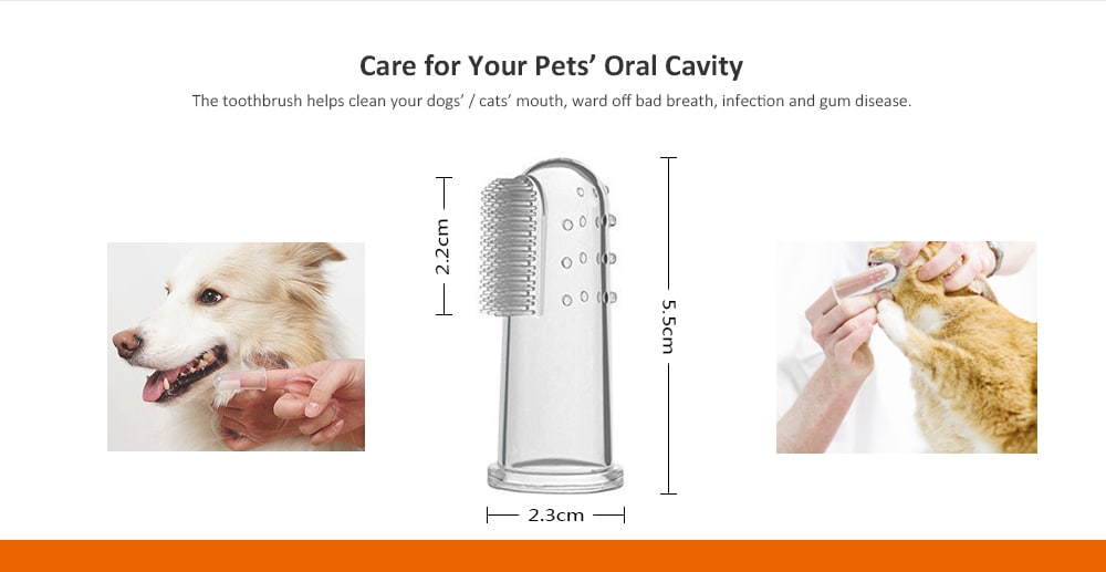 Soft Pet Finger Toothbrush Clean Dog Brush Tool with Massage Tip 4PCS- Transparent