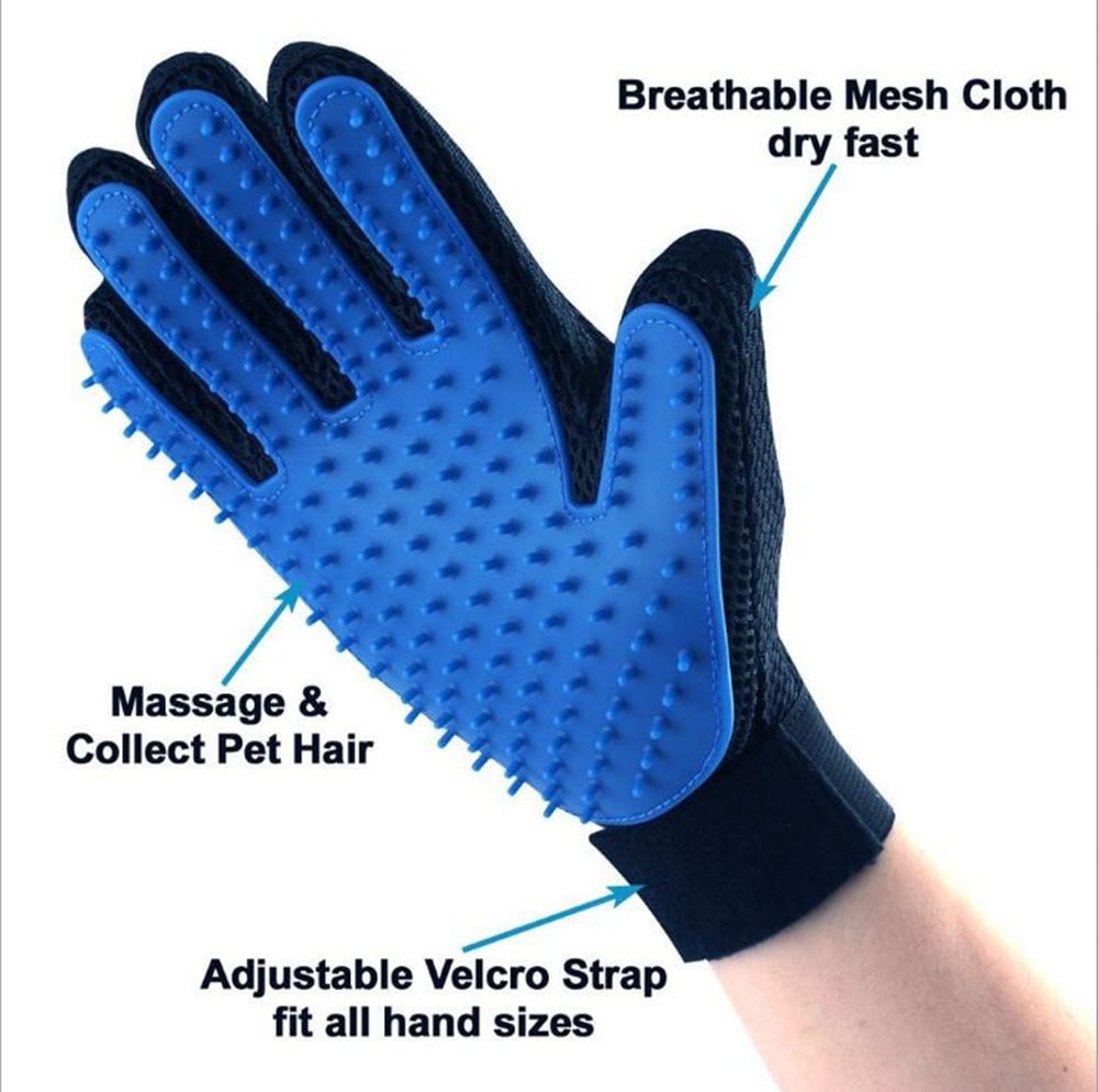 Silicone Pet Float Hair Removing Massage Gloves The Right Hand- Windows Blue