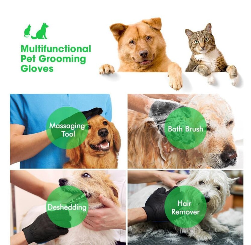 Silicone Pet Float Hair Removing Massage Gloves The Right Hand- Windows Blue