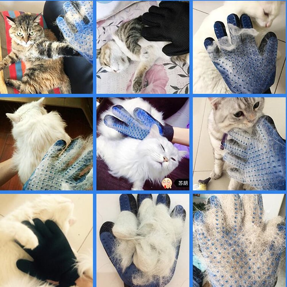 Silicone Pet Float Hair Removing Massage Gloves The Right Hand- Windows Blue