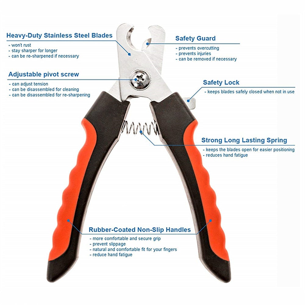 Professional Pet Nail Clipper Scissors for Large or Small Dogs and Cats- Red