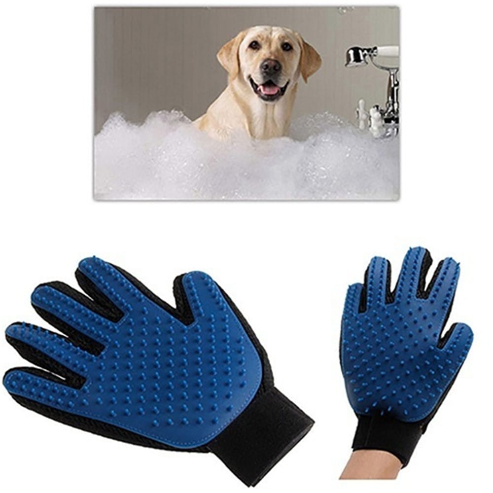 Pet Cleaning Care Massage Gloves- Blue