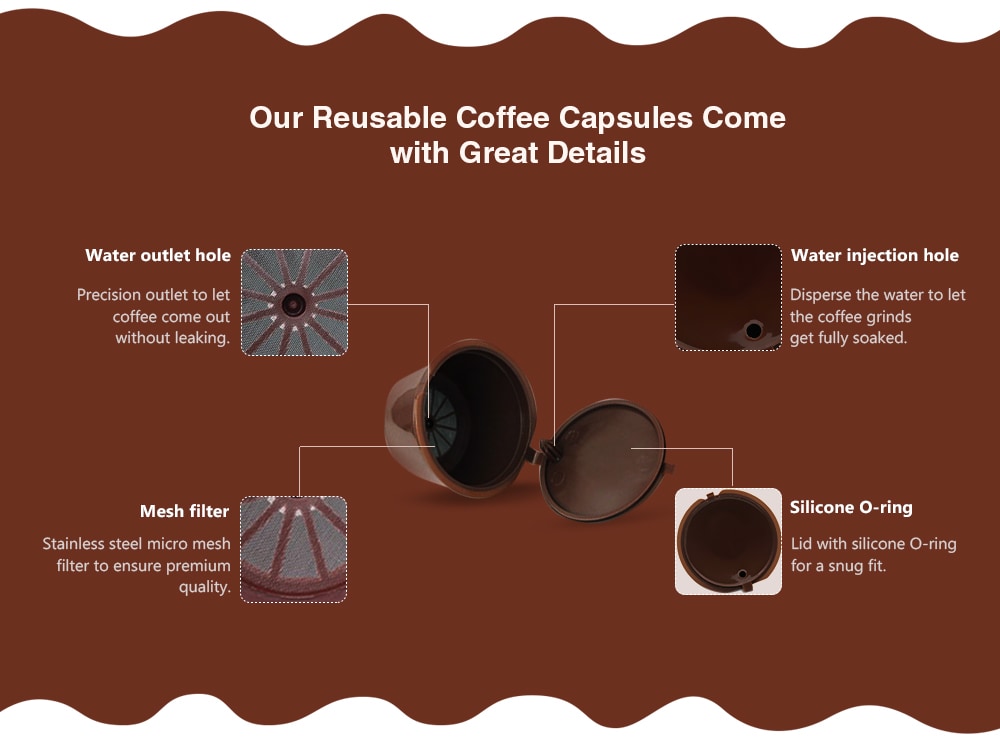 Refillable Coffee Capsule Compatible with CIRCOLO MELODY GENIO 2 MINI ME MINI- Deep Brown 3PCS