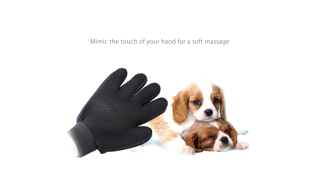 Pet Grooming Glove Massage Brush Deshedding Tool for Gog Cat- Blue