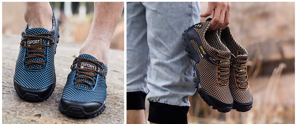 Men Lace-up Ventilated Sport Shoes- Blue Jay 43