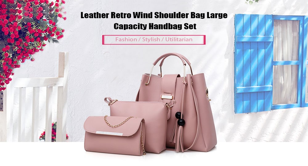 3 Pieces Tassel Tote Bag Set- Gray