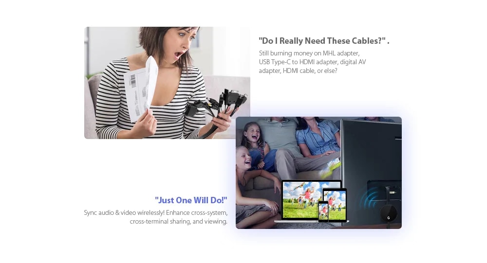 1080P Wireless Wifi Display Dongle Receiver HDMI Miracast DLNA AirPlay Adapter- Black