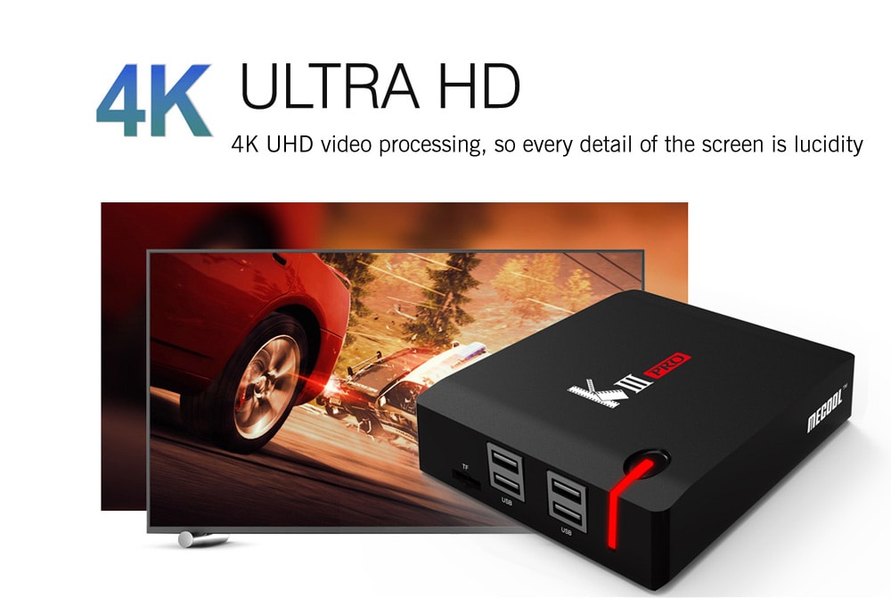 MECOOL KIII PRO TV Box Amlogic S912 Octa Core Android 7.1 OS Media Player- Black US Plug