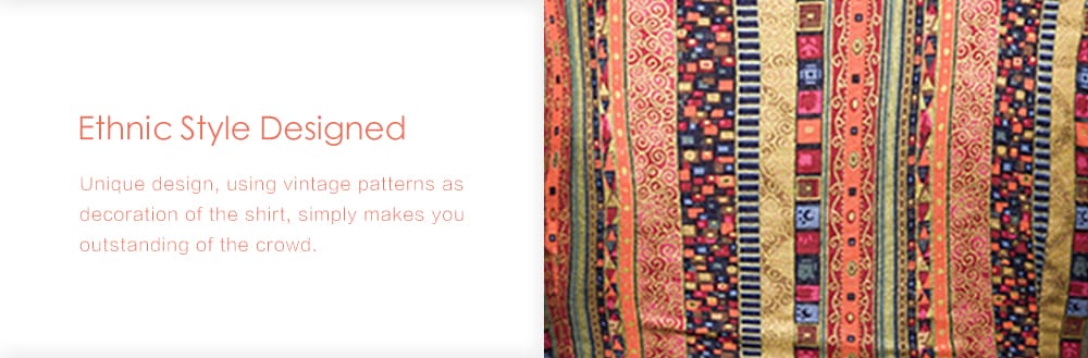 TC31 Male Ethnic Style Printed Shirt Leisure Design- Chestnut Red 4XL