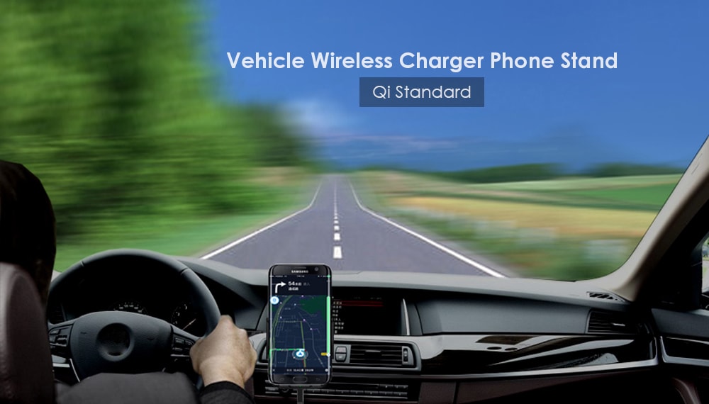 Wireless Charger Vehicle Phone Stand Charging Dock Air Vent Holder- Black